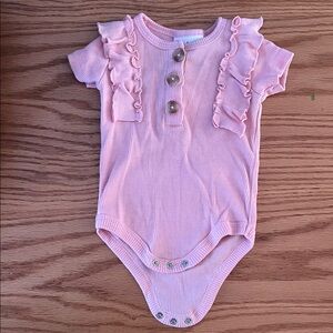 Nicole Miller Pink Ruffle Bodysuit